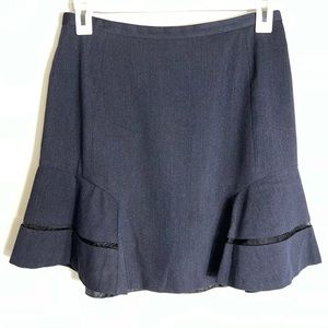 Nonoo New York Straight Skirt with Tulip Hem-Wool-Dark Blue-Size 12